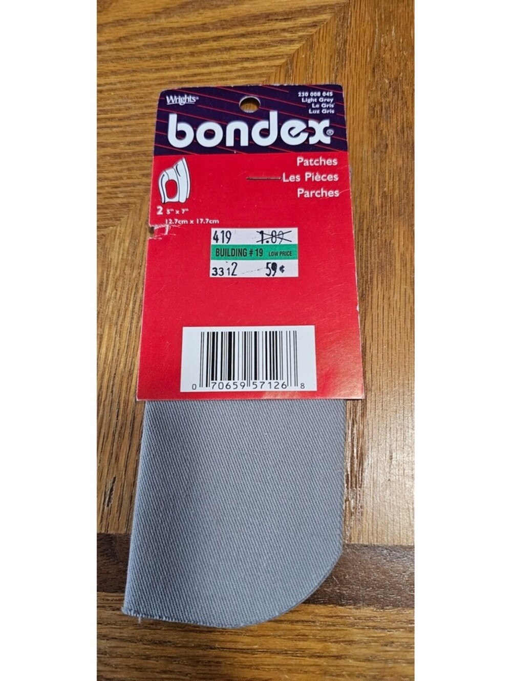 Bondex Iron-On Patches 2  pc 5" x 7" Light Gray